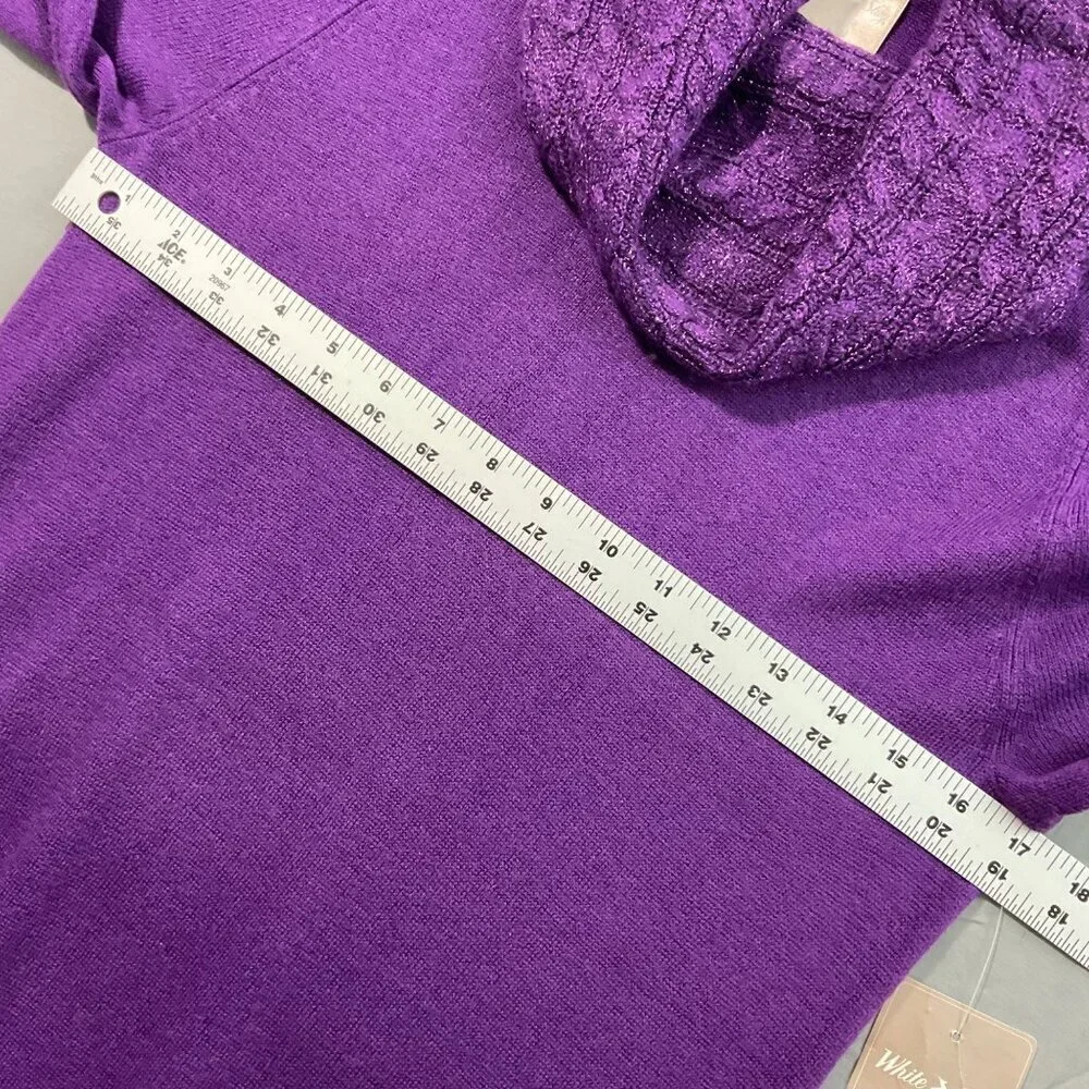 NWT White Stag Y2K Purple Cowl Neck Long Sweater‎ Women S 4/6 Metallic Knit Trim